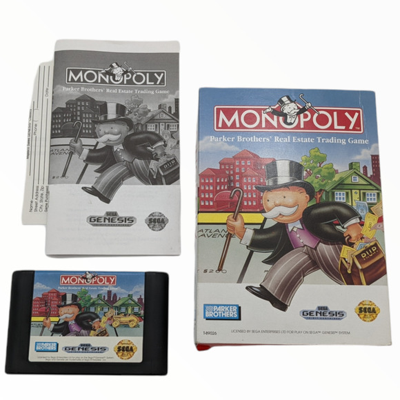 Monopoly (Sega Genesis) - Complete in Box (Parker Brothers, 1992) Tested Works - Picture 1 of 11